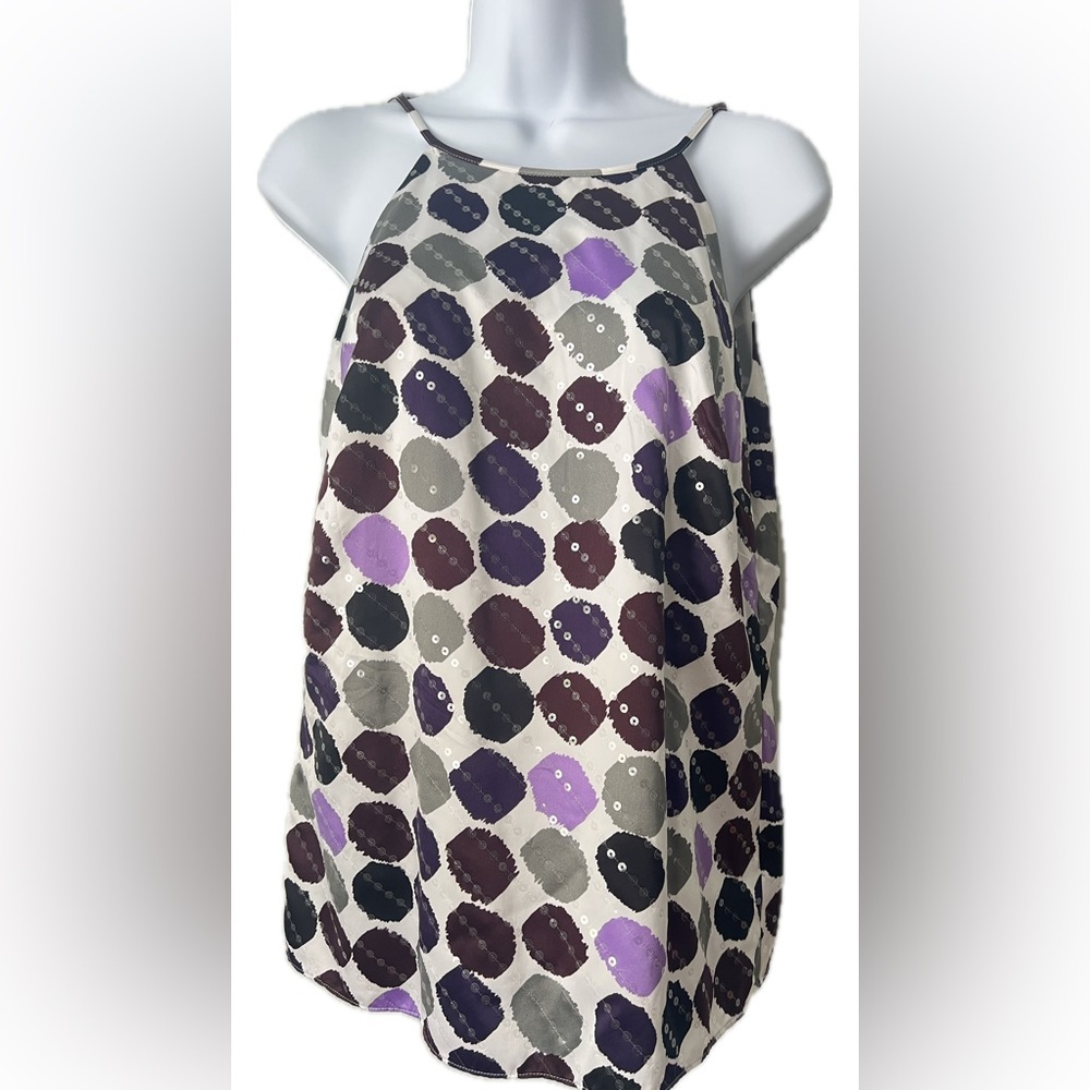 Ann Taylor Polka Dot Sleeveless Top - Black, Gray, Purple 4